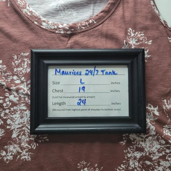 Maurices 24/7 Activewear Tank Sleeveless Shirt Brown Floral Womens Large - Picture 5 of 7